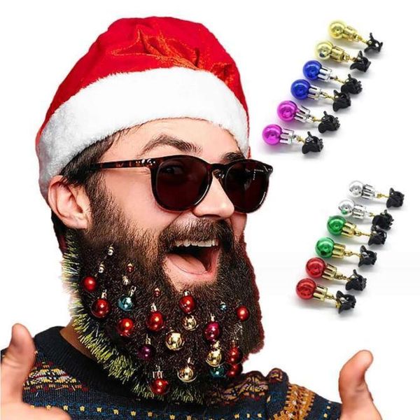 Decoração de festa 12pcs lâmpada de Natal contas barba ornamento colorido clipe bola pingente de natal com luzes brilhantes