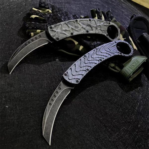 2 Modelos Pássaro Espiritual Garra de Ação Dupla Karambit Facas Automáticas Lâmina 440c Preto Zinco Alumnium Alloy Handle Camp Hunt Faca Tática Ferramentas EDC