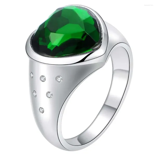 Anelli a grappolo Classico di alta qualità AR575 placcato argento per donna uomo gioielli moda verde bigiotteria zircone cuore di pietra