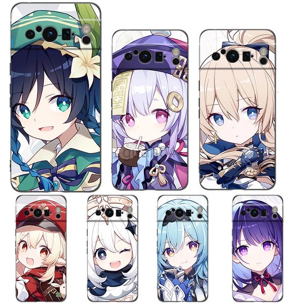 Casos de telefone celular Genshin Impact Game para Google Pixel 8 7 6 Pro 6A 5G Capa preta macia à prova de choque capa traseira silicone tpu shell coque 231021