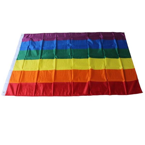 Bandeira bandeiras bandeira do arco-íris 3x5ft 90x150cm orgulho gay poliéster colorf lgbt lésbica parada decoração vt0517 gota entrega casa jardim dhuu8