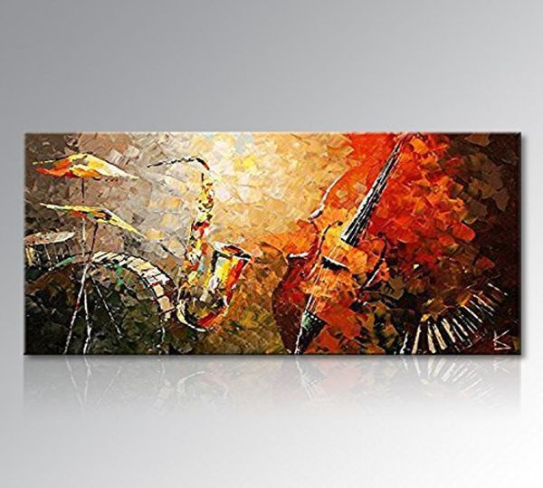 Handgemaltes großes Ölgemälde auf Leinwand, modernes Musikinstrument, Wandkunst, abstrakte dekorative Bilder für Wohnzimmer9417951