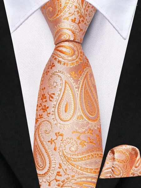 Arco laços hi-tie paisley luz laranja gravata para crianças luxo handky criança seda menino gravata 120cm longo 6cm larga moda festa gota