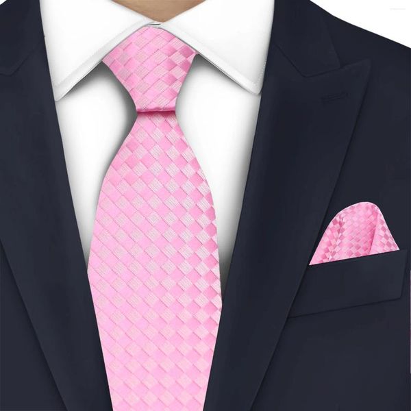 Papillon LYL 5CM Set di cravatte da uomo d'affari alla moda scozzesi rosa Cravatta alla moda elegante con fazzoletto da taschino abbinato Professionisti