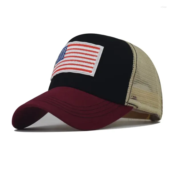 Бейсбольная кепка с американским флагом для мужчин и женщин в стиле хип-хоп, сетчатая шляпа для папы, уличная одежда с узором дальнобойщика