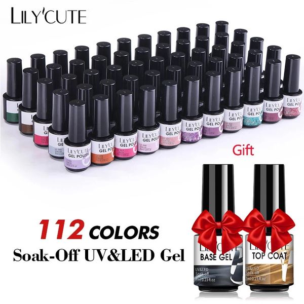 Pós acrílicos Líquidos LILYCUTE 112 60 40 20 Pcs Cores Gel Unha Polonês Conjunto Semi Permanente Soak Off UV Led Art Salon Verniz Kit Híbrido 231020