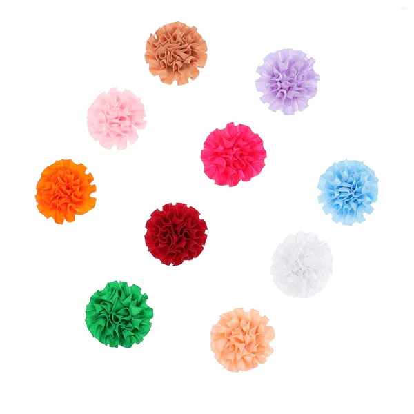 Collari per cani 10 pezzi Garofano Fiore di stoffa Collare femminile Animali domestici Bella cravatta Cucciolo Charms Pulisci cravatte Gattino Toelettatura Decor