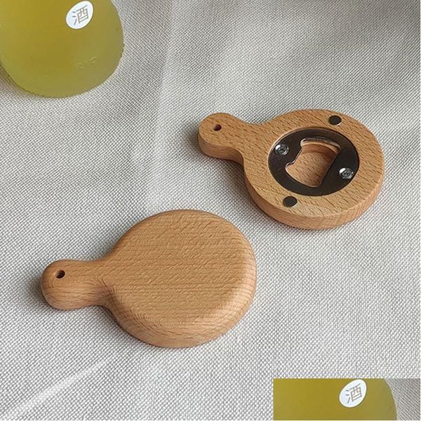 Apriscatole Creativo apribottiglie in legno di bambù con manico sottobicchiere magnete per frigorifero birra decorativa casa giardino cucina, kit bar da pranzo Dhmiu