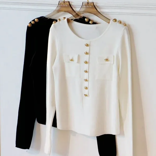 Damenpullover Abgeschnitten Schwarz Weiß Koreanischer Stil Pullover Frauen 2023 Herbst Vintage Langarm Pullover Jacke Elegante O-Ausschnitt Gestrickte Tops