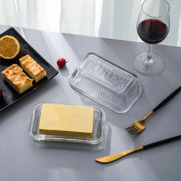 Pratos bolo queijo decoração caixa clara prato de manteiga com tampa vidro branco manter fresco simples cozinha jantar barra acessórios armazenamento