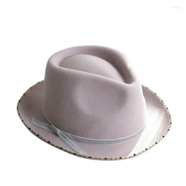 Berretti Fibonacci Cappelli stile Fedora e borsalino Panama neri Cappelli moda per donna Cappello Fedora in feltro di lana Classico Trilby invernale Casual Cappellino jazz inglese