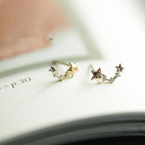 Ohrstecker GOLDtutu 9k Massives Gold Meteor Kristall Sternschnuppe Ohrring Schmuck Minimal zierliche Braut Brautjungfer