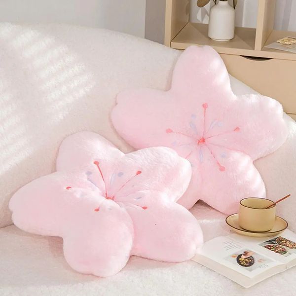 Cuscini di peluche Cuscini 45 cm Cuscino Sakura rosa Fiori Kawaii Tappetino Realistico Morbido cuscino con fiori di ciliegio Puntelli di peluche 231020