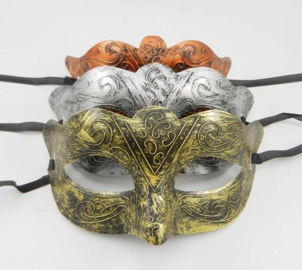 Yunan Adam Göz Maskesi Fantezi Elbise Roman Savaşçıları Kostüm Venedik Masquerade Party Mask Düğün Mardi Gras Dans Gold Gümüş CO4421702