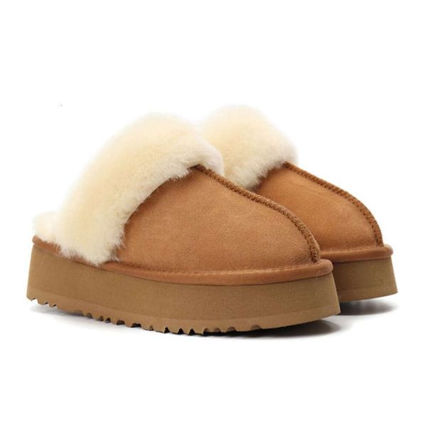 Flauschige Designer-Schneestiefel für Damen, Winter, Australien, Plattform, Ug-Stiefel, Fell-Slipper, Knöchel, Wollschuhe, Schaffell, echtes Leder, klassische Marke, lässig, draußen, Mode, alles passend