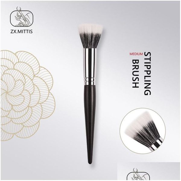 Make-up-Pinsel, Ebenholz, mittelgroß, Stippling-Pinsel – weich, 100 % natürliches Ziegenhaar, Puder, Rouge, Highlight, Schönheit, Kosmetik, Werkzeuge, Drop De DHC65