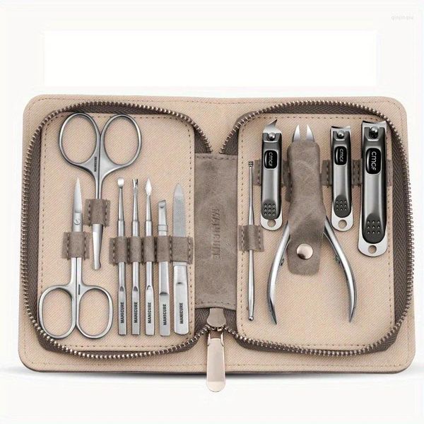 Tırnak Sanat Kitleri Clippers Manikür Seti 12 PCS Deri Kılıflı Premium Clipper Kit Erkekler ve Kadınlar İçin Mükemmel Hediye içerir