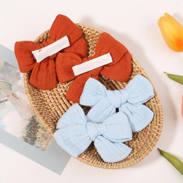 Saç aksesuarları 2pcs/set bebek çocuklar pamuklu yay klips kız bowknot klipler sevimli barrettes tavan güvenlik saç tokası