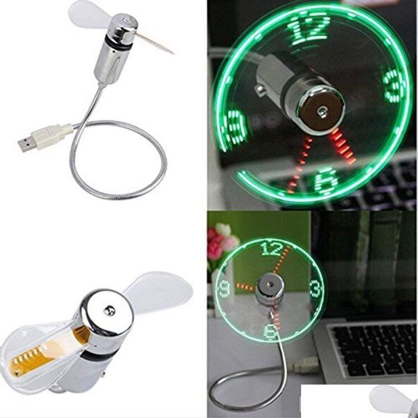 Yenilik Aydınlatma Yenilik Aydınlatma LED USB Fan Saat Mini Esnek Zaman Işık Masaüstü Serin Gadget Gerçek Ekran Dayanıklı Ayarlanabilir Dhuon