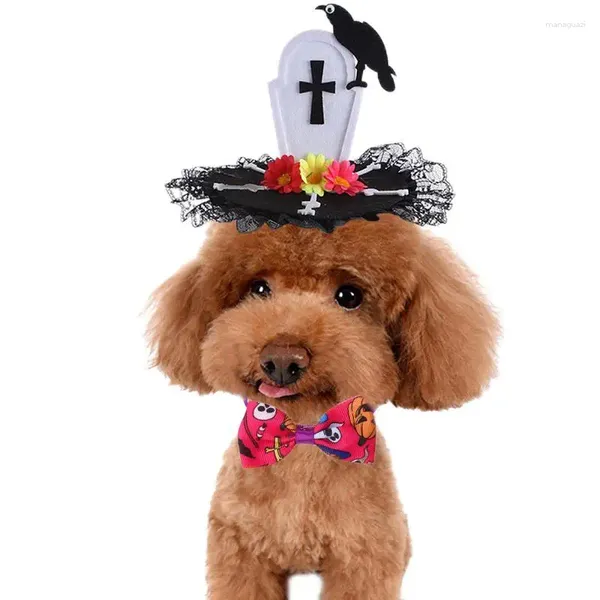 Coleiras de cachorro fantasias de Halloween roupa de gato fantasia de cosplay de animal de estimação ajustável com gravata colorida