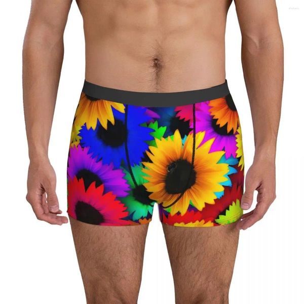 Mutande colorate girasole intimo fiori stampa design boxer pantaloncini qualità mutandine maschili sexy morbido breve regalo di compleanno