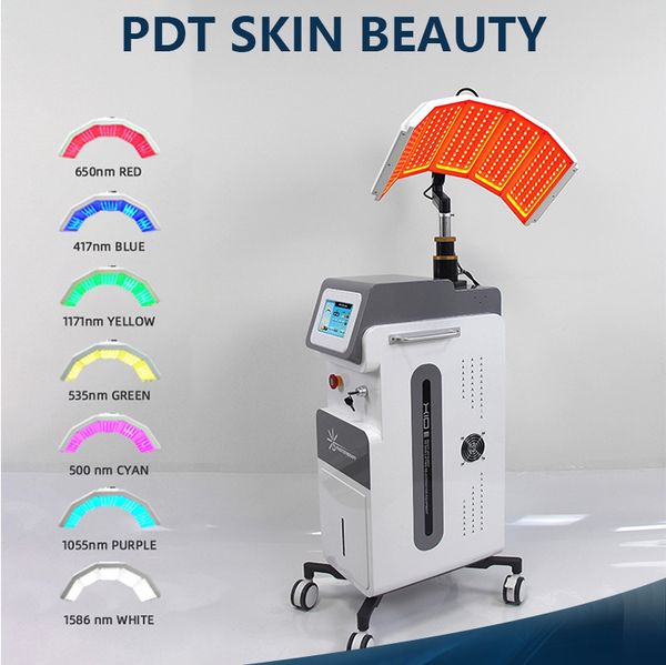 Multifuncional facial pdt led amarelo lâmpada infravermelha pdt fóton vermelho azul led luz 7 cores máquina de terapia uso doméstico