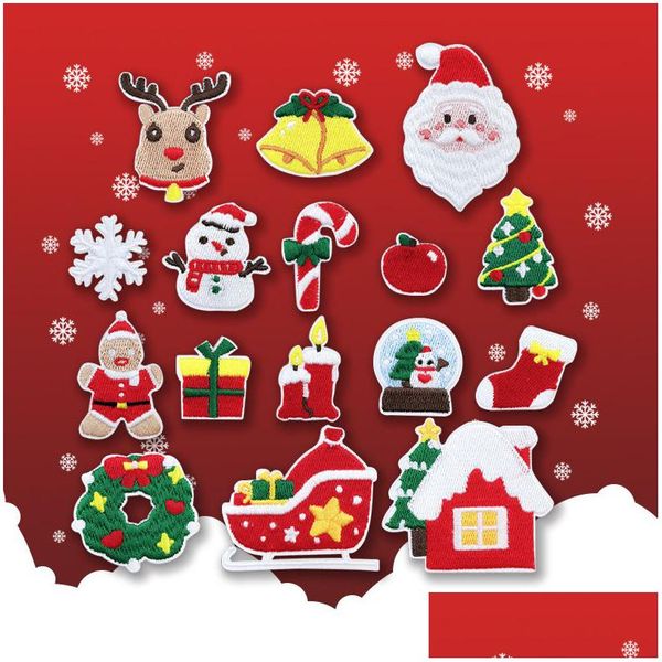 Notions kleiner Weihnachtsaufkleber zum Aufbügeln, gestickte Applikation, selbstklebend, für Kinderkleidung, Pullover, Jacke, Reparatur, Dekor, Drop Deli