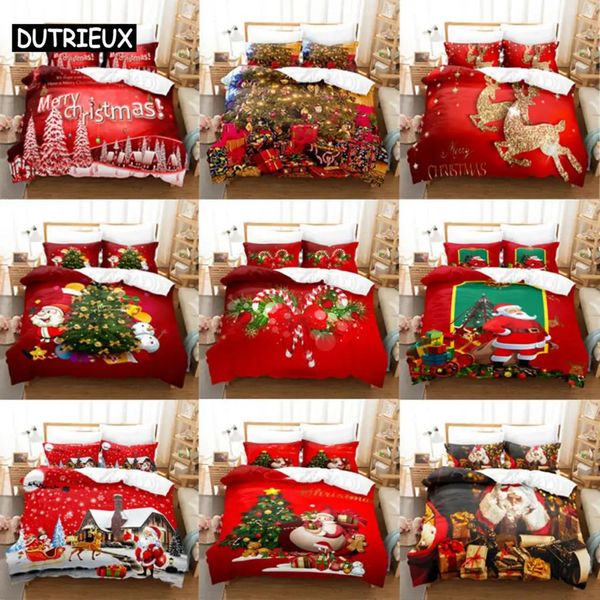 Conjuntos de cama 3D Christmas Quilt Cover Set Duvet Consolador Fronha Cama Roupa de Cama Twin Queen King Duplo Completo Único 3 PCS 2 PCS Quarto 231020