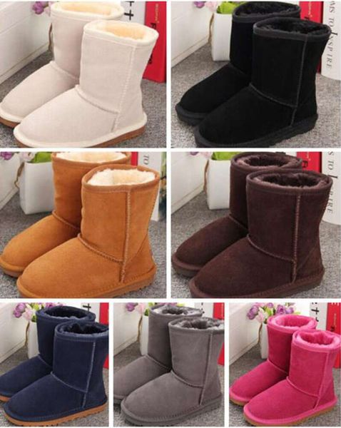 U novas crianças clássicas austrália botas de neve designer meninas meninos inverno peludo unisex curto meados de bezerro bota criança sapatos quentes venda quente