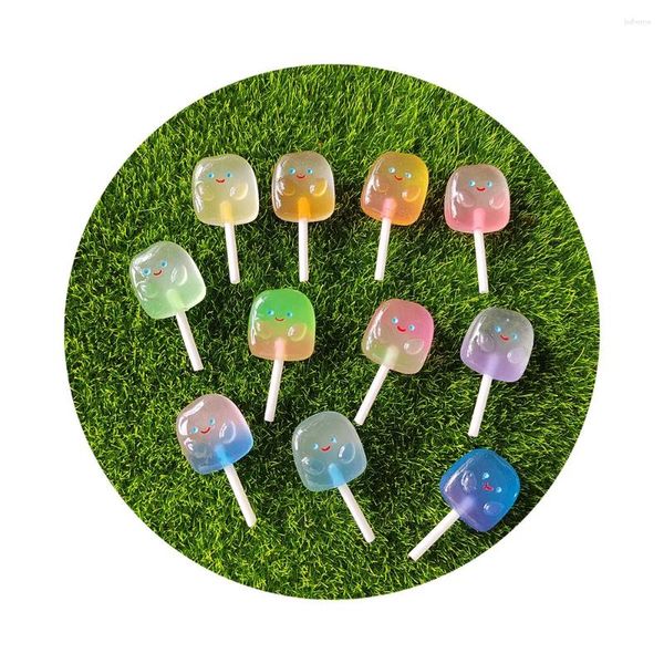 Dekorative Blumen Est Glitter Shiny Bunte Harz Flatback Lollipop Charms Für Schlüsselbund Ohrring Scrapbooking DIY Machen Halskette