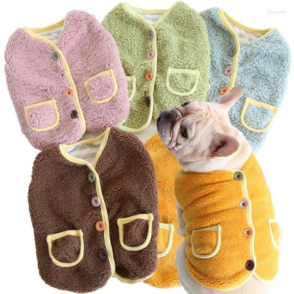 Cão vestuário cinco cores fivela cães colete estilo japonês roupas gordas est outono e inverno pet grosso casacos quentes para