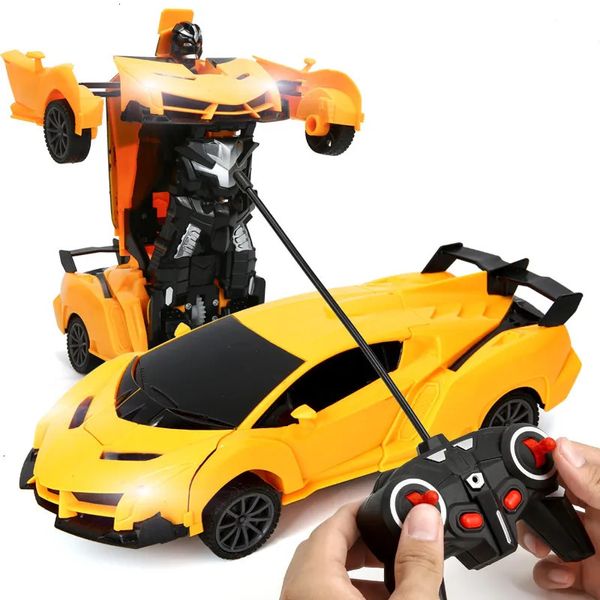 Электрический радиоуправляемый автомобиль 1 18 Радиоуправляемый трансформатор 2 в 1 Модели роботов-трансформеров с дистанционным управлением Гоночная игрушка Боевой подарок для мальчиков игрушка на день рождения 231021