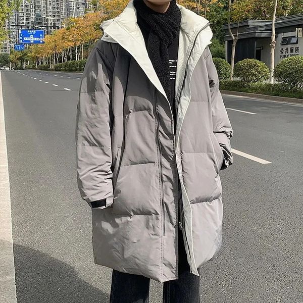 Männer Westen Herbst Winter Lange Daunenjacke Männer Puffer Winddicht Windjacke Tasche Verdickte Koreanische Kleidung Mit Kapuze 231020