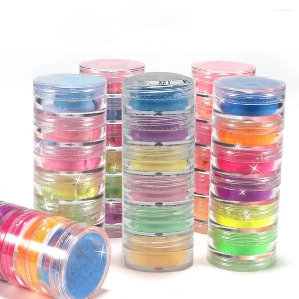 Nagelglitter 6 Farben/Set Neonpigment für Nägel Fluoreszenzeffekt Staub Kunstdekor Eintauchen Perlenpulver DIY Design Schönheit