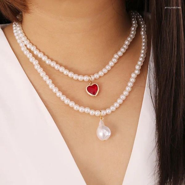 Anhänger Halsketten YADA Trendy Perle Perle PresentsNecklace Für Frauen Nette Doppel Schicht Kette Aussage Bijoux Femme Halskette SE210012