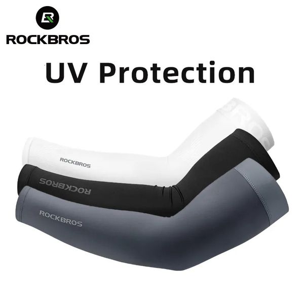 Cotovelo Joelheiras ROCKBROS Tecido de Gelo Correndo Mangas de Acampamento Manga Respirável Quick Dry Arm Protect UV400 Arm Cover Summer Sports Safety Gear 231021