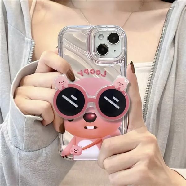 Capas de telefone celular Kawaii Loopy Case Use óculos de sol suporte de silicone macio fofo e doce para iPhone 14 13 12 11 Pro Max X XR XS Acessórios 231021