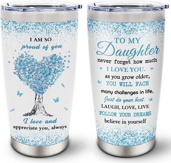 Tassen „To My Daughter Gift From Mom Daughter Gifts From Dad To My Daughter Daughters Gifts Ideas Stainless Steel Tumbler 20oz 231020“.