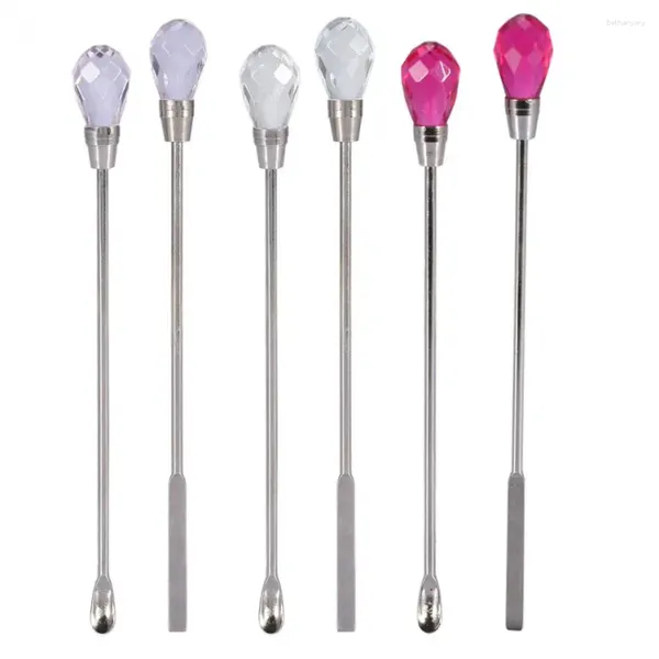 Équipement d'art des ongles 2 pièces spatule en acier inoxydable Gel vernis mélange tige d'agitation cuillère bâton outil de mélangeur de poudre acrylique