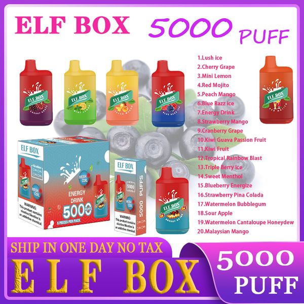 fu elf kutusu 5000 puf 5000 Tek kullanımlık E Sigara BC Elf Bang Sigara Vape BC5000 Puflar Tek Kullanımlık Vapes Kalem Cihaz Kiti 650mAh 11ml Doldurulmuş Bang 5000 Pod Bar