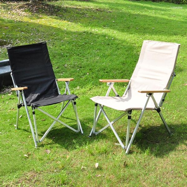 Mobiliário de acampamento Cadeira de gramado de praia portátil acampamento dobrável assento reclinável liga de alumínio levantamento de três engrenagens ao ar livre