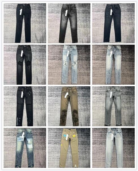 2024 PU Homem Jeans Designer Jeans Skinny Jeans Rasgado Biker Slim Straight Skinny Calças Designer Stack Jeans Moda Jeans Mens Tendência Marca Vintage Pant Mens