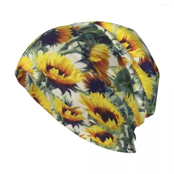 Berets Sunflowers Forever Knit Chapéu Grande Tamanho Chapéus de Natal Golf Man Beach Men Wear Women's