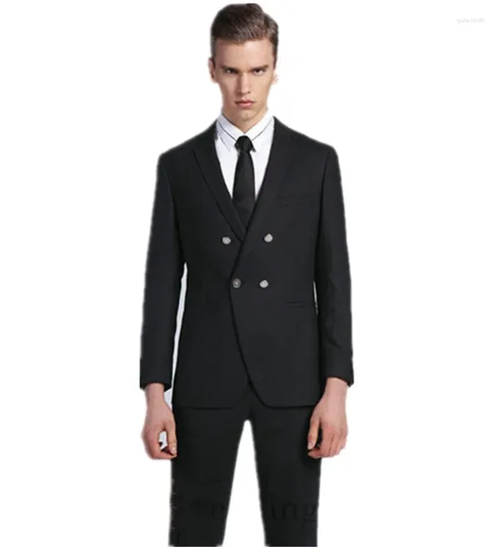 Abiti da uomo Center Vent Mens Groomsmen Notch Risvolto Smoking dello sposo Doppiopetto Abito da uomo da sposa (Giacca Pantaloni Cravatta Cintura) B636