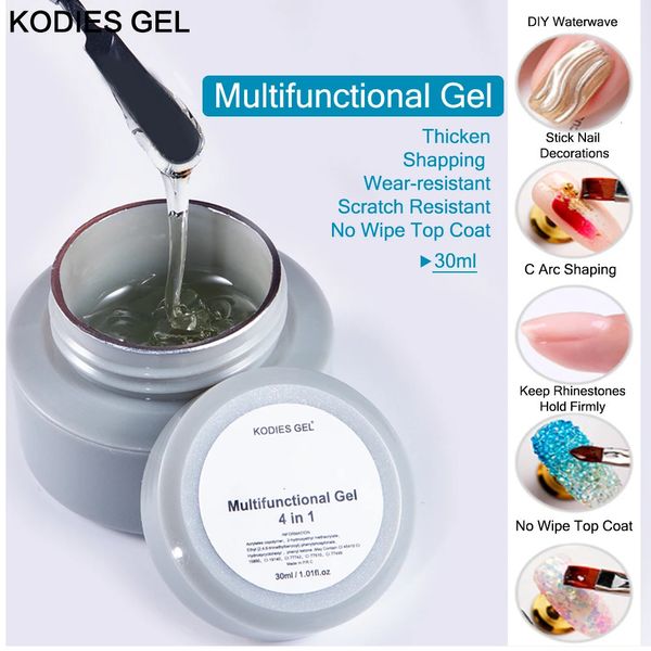 Oje Kodies Jel 30ml Çok Fonksiyonlu Jel Oje Üst Ceket 4 İçinde 1 UV Sert Poli Vernik Takviye Rhinestones Tutkal Kazık Dayanıklı 231020