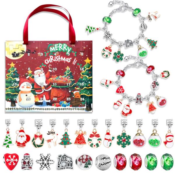 Weihnachtsarmband-Blindbox, 24-Tage-Countdown-Kinderarmband – kreative handgefertigte Blindbox zum Selbermachen, exquisites Geschenkbox-Set