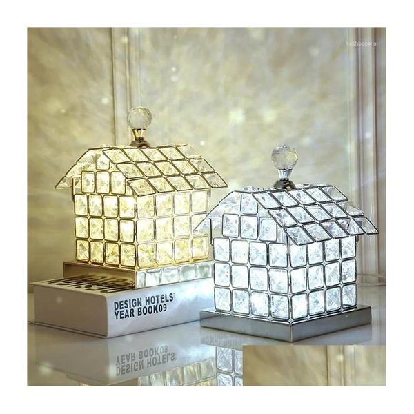 Lâmpadas de mesa Lâmpadas de mesa Quarto Luzes de cabeceira Criativas Mesa de cristal Decoração de casa Lâmpada LED Casa Noite Luminária Luzes Ligh Dh6Iy