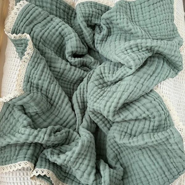 Battaniye bebek battaniye pamuklu gazlı bez ile nefes alabilen tasarım lüks 6 katmanlı doğdu kızlar için şık şaka