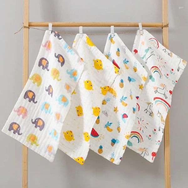 Asciugamano 5 pezzi Set fazzoletto per neonato in cotone 6 strati di garza morbido per bambini nati per il viso, asciuga il sudore