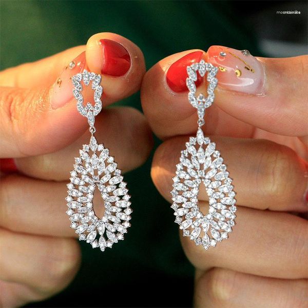 Baumelnde Ohrringe DIWENFU Bohemia Real FL Diamond Jewelry S925 Sterling Silver Earring Women Bizuteria 925 Orecchini Box